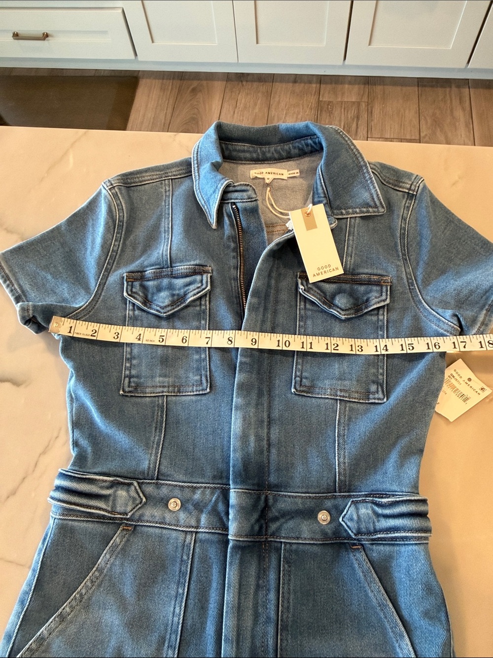 ✈️Good American Light Blue Denim Jumpsuit Romper - Picture 4 of 10